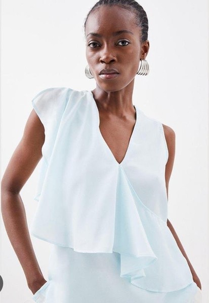 Women Karen Millen Shirt Blue Polyester 38