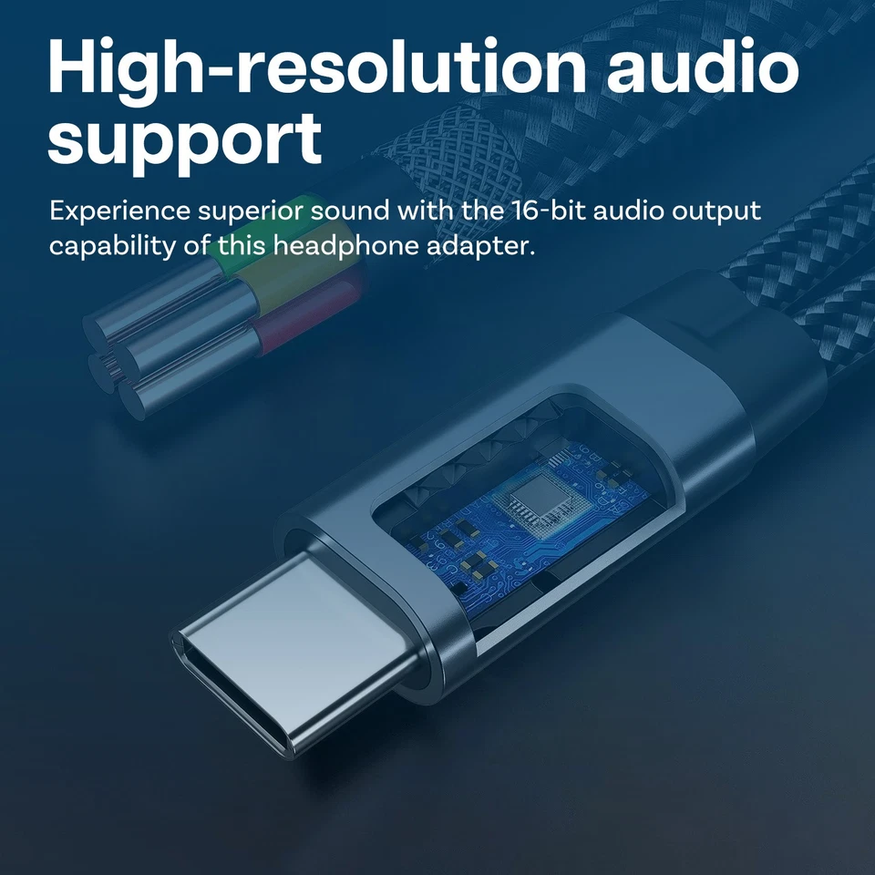 Adaptador doble divisor USB-C para auriculares y cargador, divisor 2 en 1 de 16 bits / 60 W Foto 3 de 4