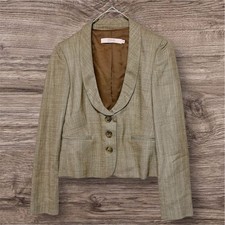 RED VALENTINO No Collar Jacket 38 Rayon BRW Long Sleeve