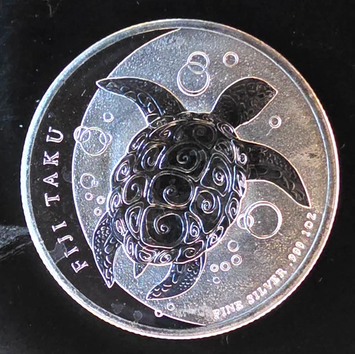 2012 Hawksbill Sea Turtle Fiji Taku Mint Endanger Bullion-0.999 Silver 1 Oz Coin
