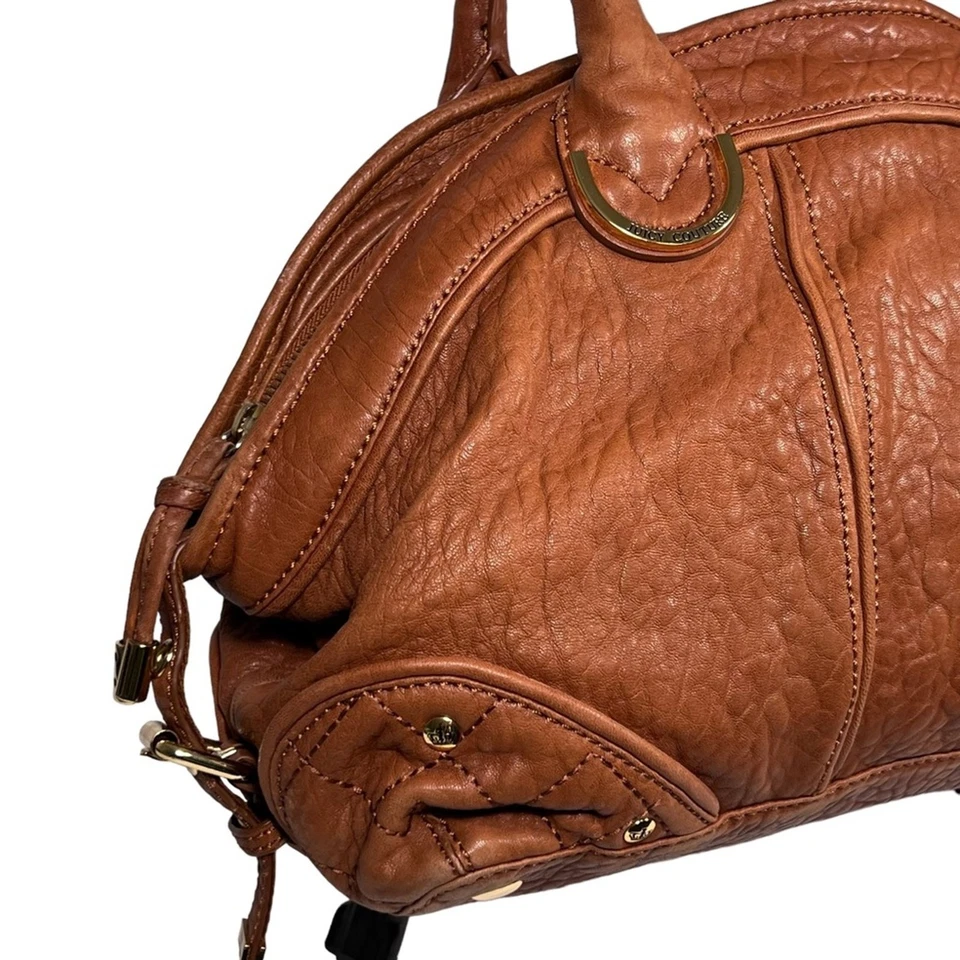 Juicy Couture Tan Pebbled Leather Gold Metal Hardware Vintage Y2K Handbag Purse - Image 3 of 4