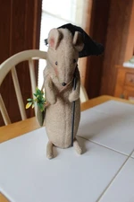 VTG Pearson’s Simply Primitives 8" Stuffed Felt Country Mouse Figure W/ Umbrella