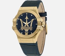 Orologio Uomo MASERATI STILE ref. R8851108035 Acciaio Gold Pelle Blu 42mm e data