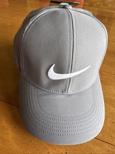 NIKE Dri-Fit Slate Gray Golf Cap Adjustable White Swoosh Adult Unisex