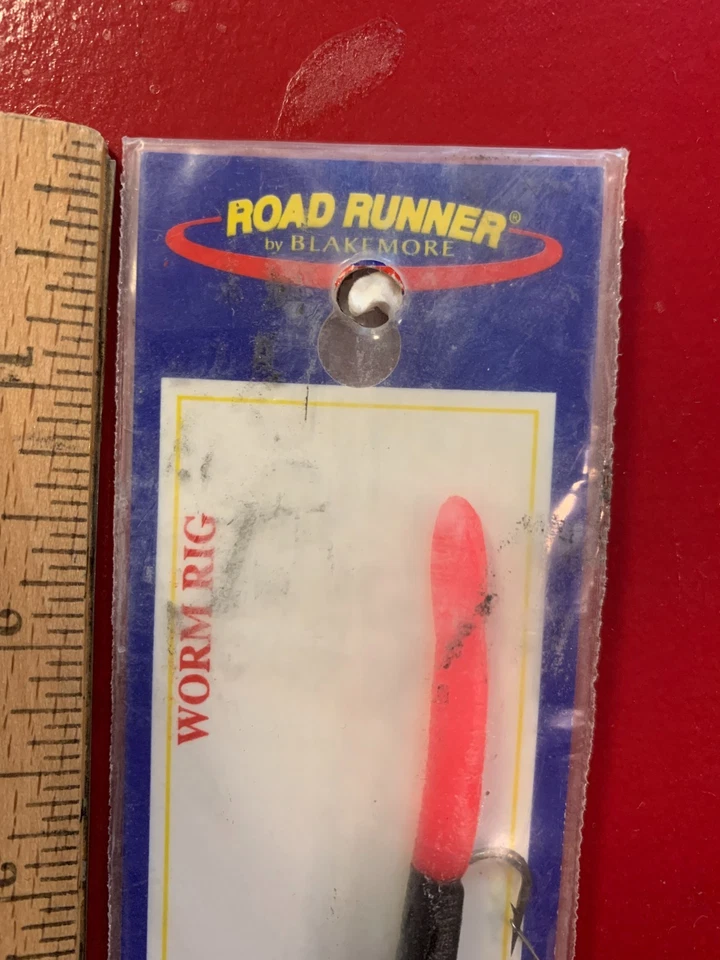 Vintage Blakemore Road Runner 6 " Weedless Worm Rig Black With Orange Tail - Image 2 of 4