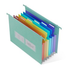Plastic Expanding Hanging File Folders 7 Pockets, Letter Size Accordion Green