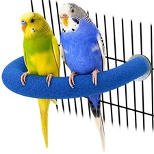 Rypet U-Shaped Parrot Perch, Quartz Bird Perch for Cage Blue S Small, Blue