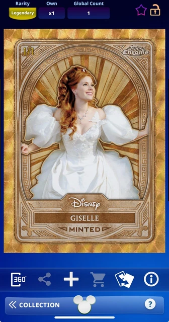 DIGITAL TOPPS DISNEY Giselle MINT 25 LEGEND 1-OF-1 CHROME SUPERFRACTOR Lesen