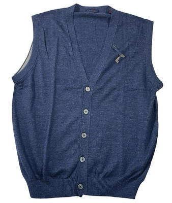 Blanq Azul Sweater Vest Mens XL Blue Royal Baby Alpaca Button Up Soft Warm Peru