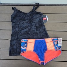 TYR Women's Black Canopy Emma Tank  Florina Jada Boyshorts Sz L New