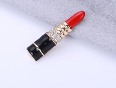 Broche Fleur Vintage En Cristal Rouge/rose - Métal Doré - Occasion - Réf K31