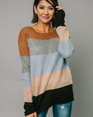 Cents of Style JESSICA STRIPE SWEATER Copper Size S #SW10757