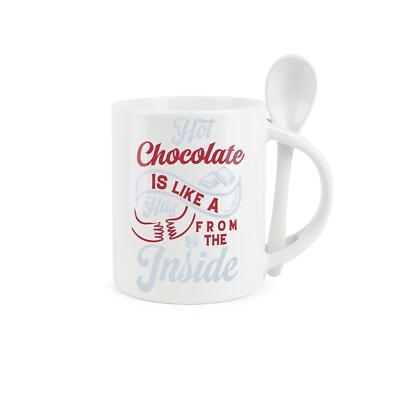 Heiße Schokolade Becher & Löffel - Umarmung von innen Winter Keramik Tasse Geschenk