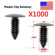 1000 Bumper Fastener Clips Auto Car Hole Plastic Rivets Retainer Fender Push Pin