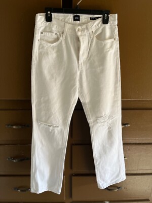 Edwin white Kali ankle vintage straight distress jeans 27 NWOT