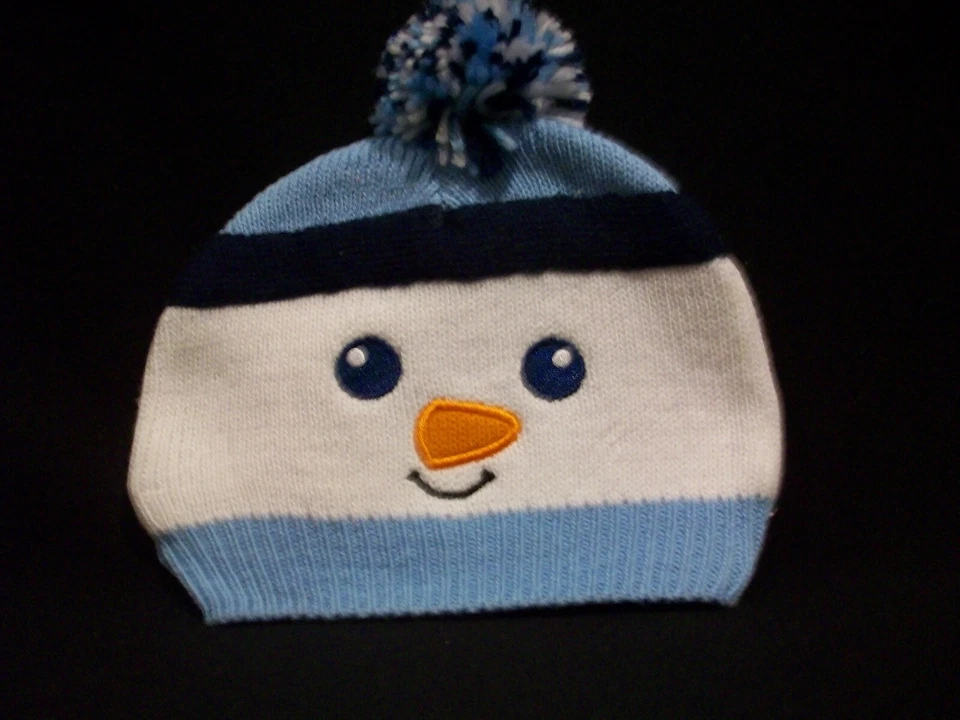 Bebé Muñeco de Nieve Tejido Gorra Azul 6-12 Mos Pom Sombrero Invierno Navidad Gorro Foto 4 de 4
