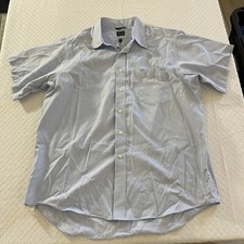 Mens Chaps Ultimate Non Iron Short Sleeve Blue Button Up Shirt 17 34-35