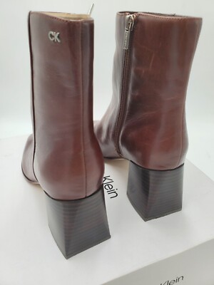 Calvin Klein 9.5 Women's Broma Brown Leather Booties Shoes Medium (B,M)