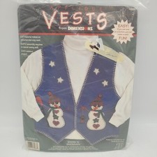 Vintage Dimensions Applique Kit Vest Christmas Stars N Snowmen NEW