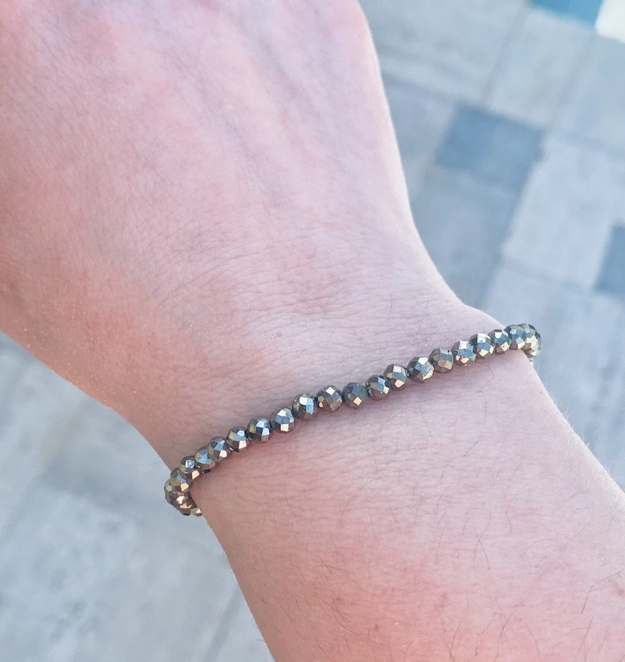 Natural Stone Stretch Bracelet 4mm - Healing Gemstone Beaded thin stackable USA - Image 2 of 3