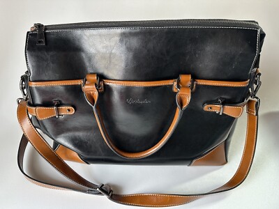 BOSTANTEN Briefcase for Women Leather Laptop Bag 16.5 inch Work Bag Black