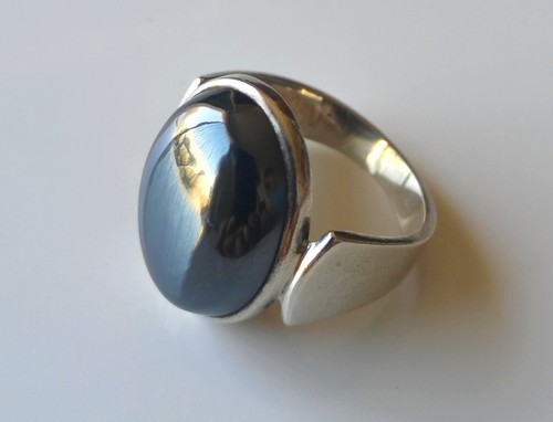 Bague En Hématite Sur Argent 925 - Taille 57, Noir, Style Ancien, Neuf Sans Emballage