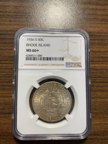 1936-S Rhode Island Silver Half Dollar Commemorative 50C NGC MS 66+ Plus RARE