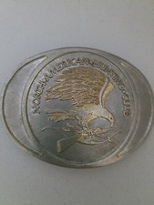 Belt Buckle North American Hunting Club 24k Gold Rhodium Over Solid Brass 5 3/8"