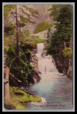 FALLS MONTE CHRISTO CASCADE MOUNTAINS WASHINGTON Hand Tinted GIBSON ART Co