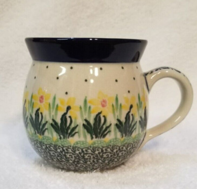 Polish Pottery Mug Ceramica Artystyczna Boleslawiec Hand Made Poland Flowers