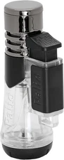 Palio Siena Single Jet Flame Cigar Lighter, Extra Large Fuel Tank, Clear