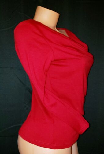 Women's Sz S Red Long Sleeve Blouse Ladies Casual Office School T-Shirt Top - Picture 3 of 5
