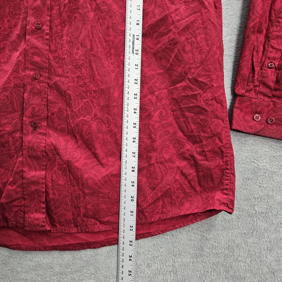 Camisa con botones Cinch para hombre XL roja logotipo escudo bordado cachemira floral occidental Foto 4 de 4