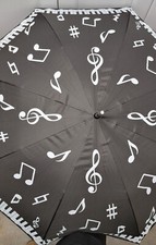 New Rainstopper Piano Key Music Note Umbrella 42" Hook Handle Auto Open