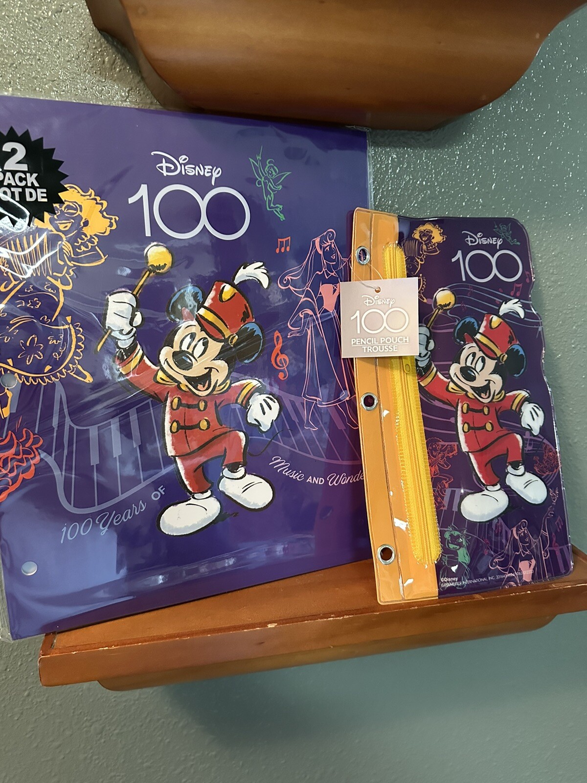 Disney 100 Mickey Mouse Music & Wonder 2 Pack & Pencil/Pen Pouch New