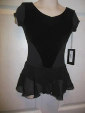  Bloch glitter Heart Skirt Dance Dress Black Girls 2-4 Velvet cap sleeve dance