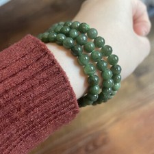 Green Untreated Nephrite Jade bead Necklace Hetian Jade