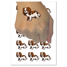 Cartoon Cavalier King Charles Spaniel Dog Pet Temporary Tattoo Set