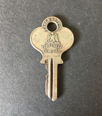 Vintage EAGLE LOCK CO. KEY Terryville Conn USA Marked EPUNM Silver Tone