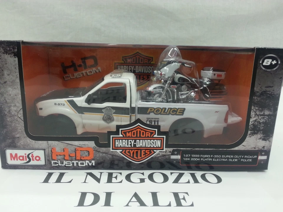 MAISTO HD 1:27 1999 FORD F-350 SUPERDUTY PICKUP+1:24 2004 FLHTR ELECTRA GLIDE - Immagine 2 di 4