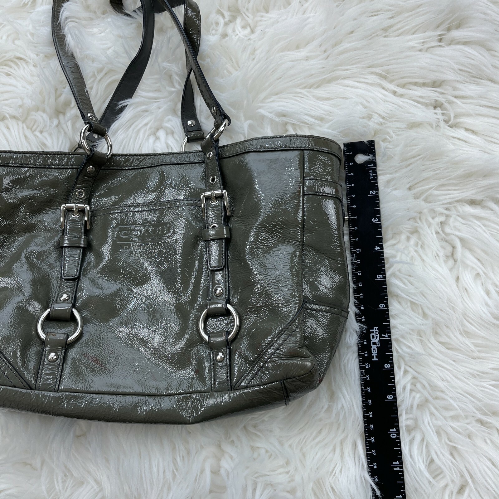 Coach Gallery Tote Patent Leather Gray Shoulder Bag P… Gem