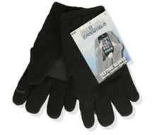 Men's Texting Gloves Black Polar Fleece  Polar Essentials 4 Sizes to Choose