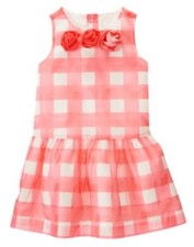 GYMBOREE PICNIC PARTY PINK GINGHAM N ROSETTE DRESSY EASTER DRESS 6 12 18 NWT