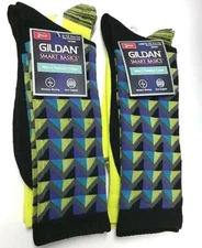Gildan Smart Basics Men's Crew Moisture Arch Support Socks 2 Pack New! 