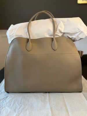 The Row Soft Margaux 17 bag in Leather - Dark Taupe - NEW