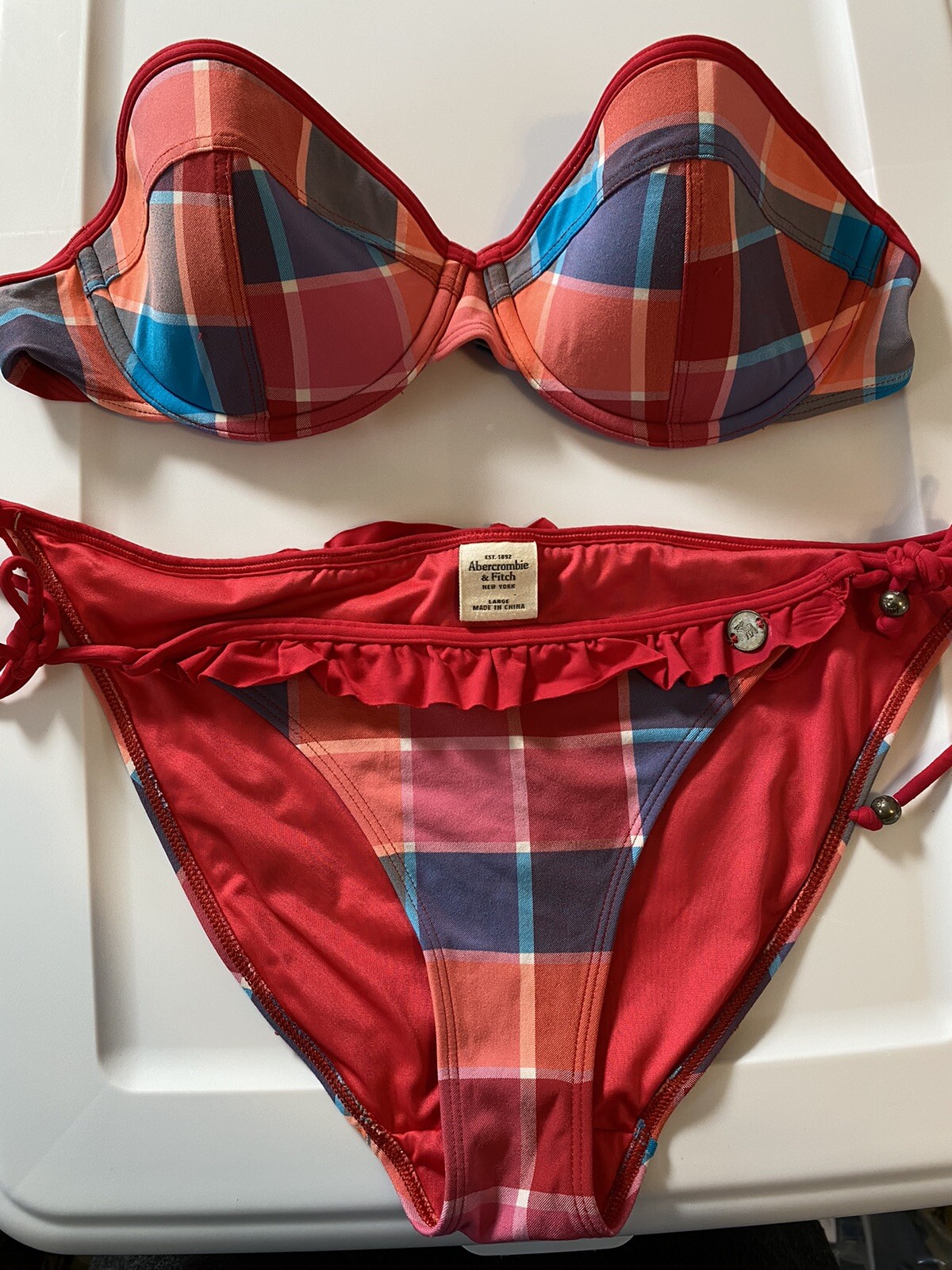 Abercrombie & Fitch Logo Bikini Set SwimWear Pink Pla… Gem
