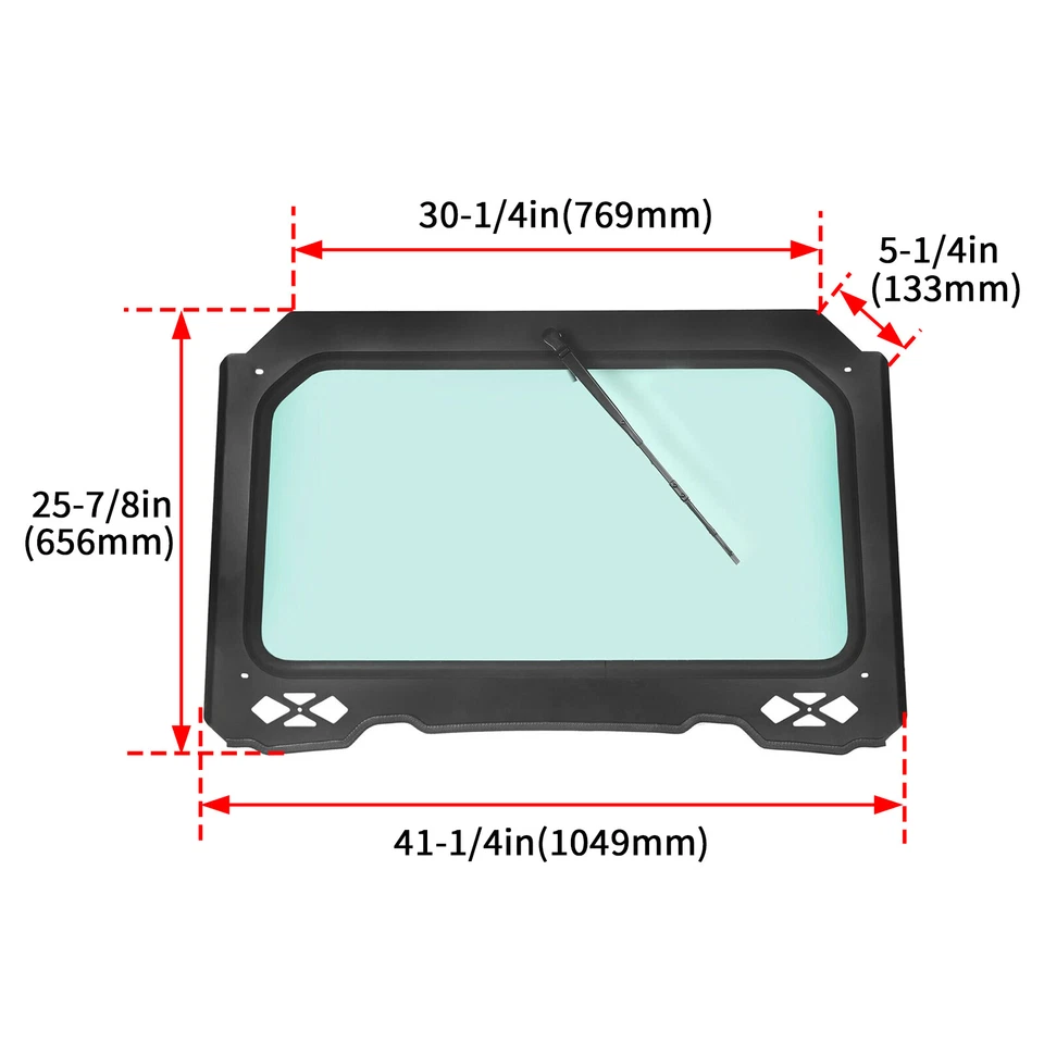 Para-brisa Polaris RZR vidro completo com limpador 900 1000 Trail S, XP Turbo - Imagem 2 de 4