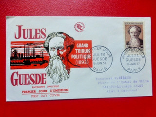 FDC 1er jour : 1957 JULES GUESDE ( grand tribun politique )