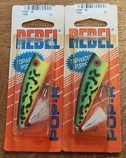 Lot Of 2. Rebel Pop-R Topwater Popper Fishing Lure. 1/4 Oz. 2 1/2". Firetiger