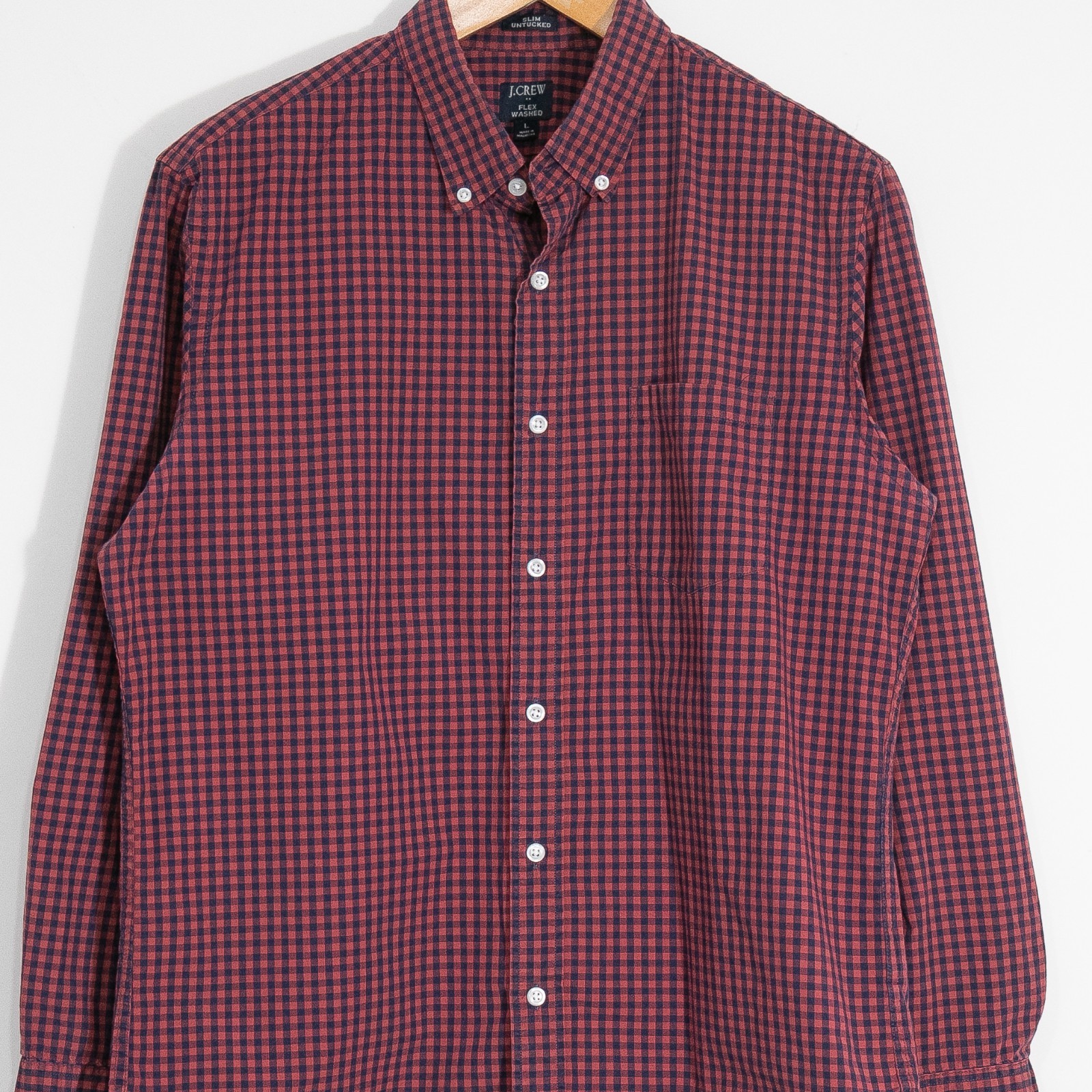 J.Crew Gingham Pattern Button Up Oxford Shirt Men… - image 2